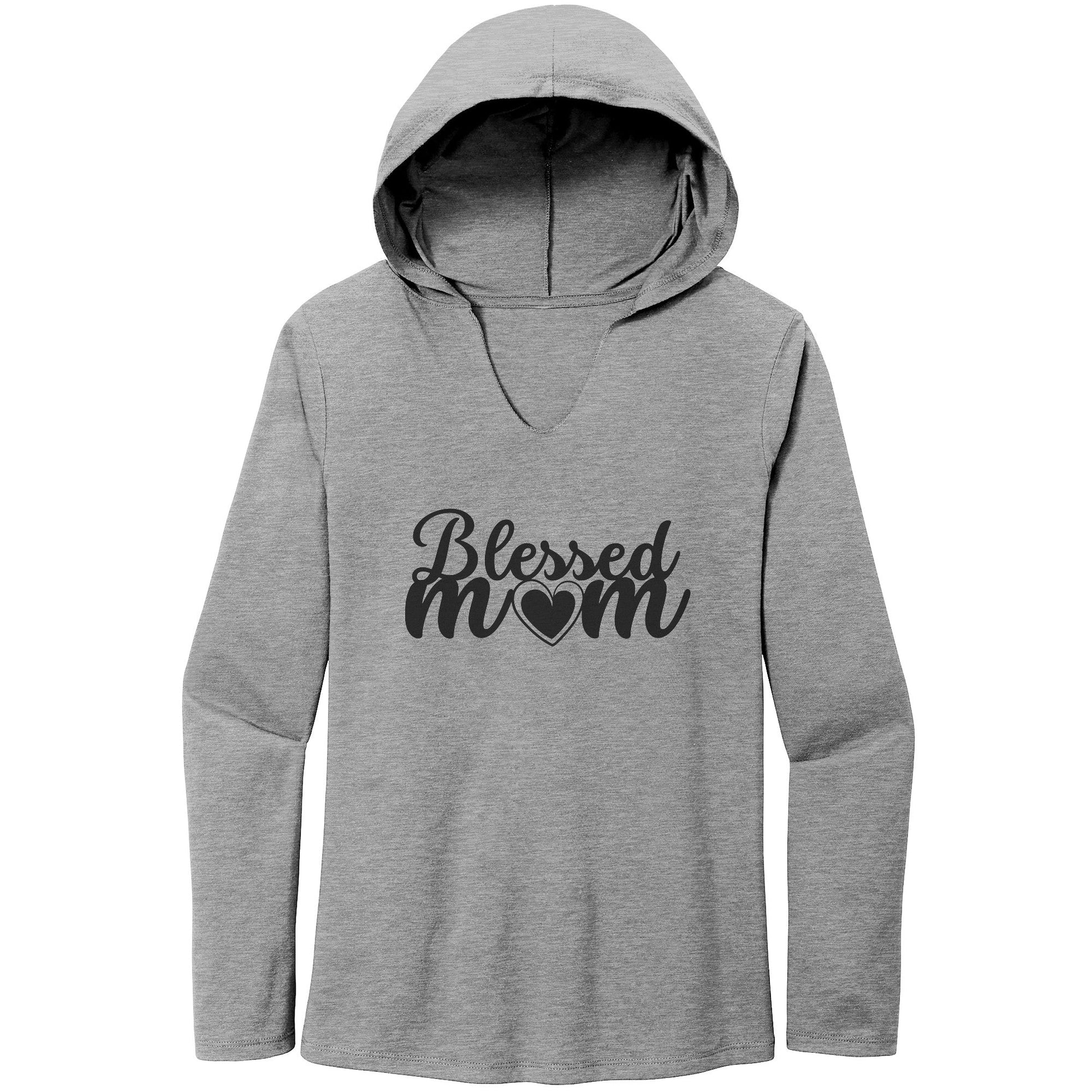 Blessed MOM Tri Long Sleeve Hoodie-Apparel-Grey Frost-XS-mysticalcherry