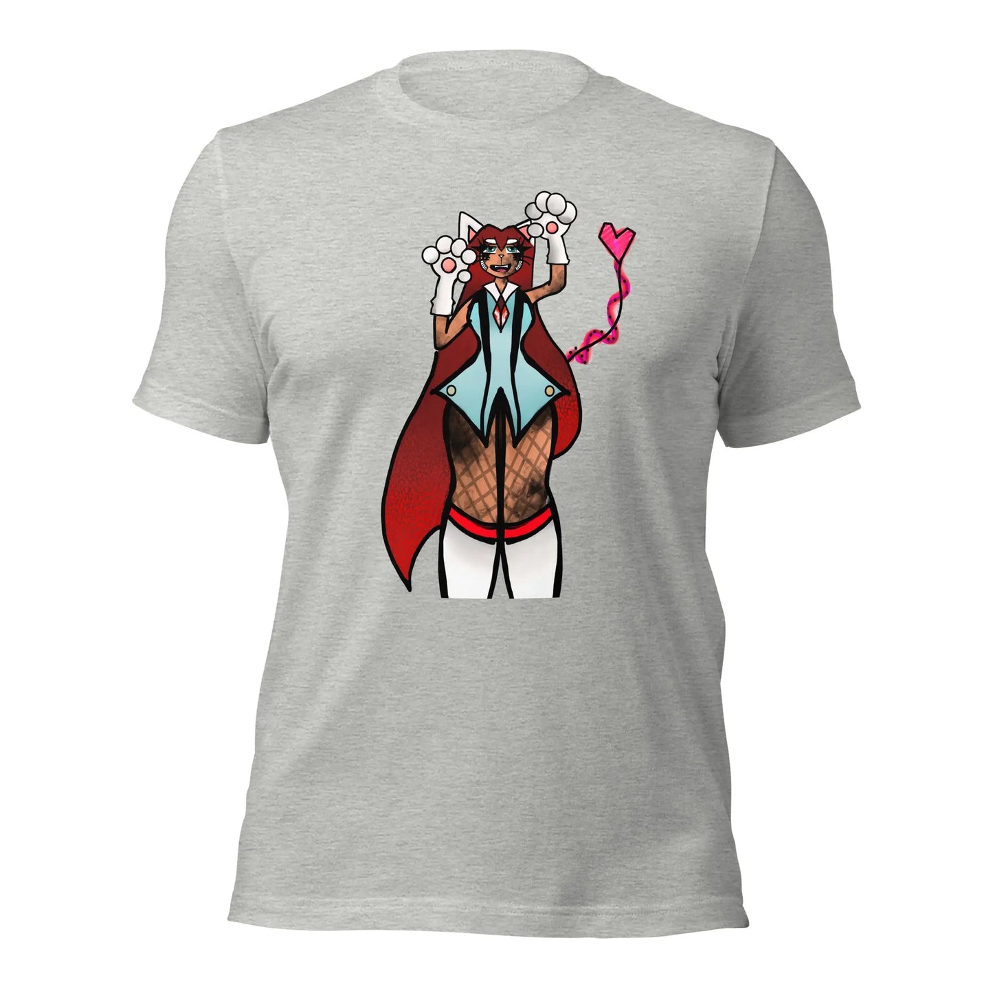 LizBeth Neko Anime Crewneck T-shirt-T-Shirt-Athletic Heather-XS-mysticalcherry