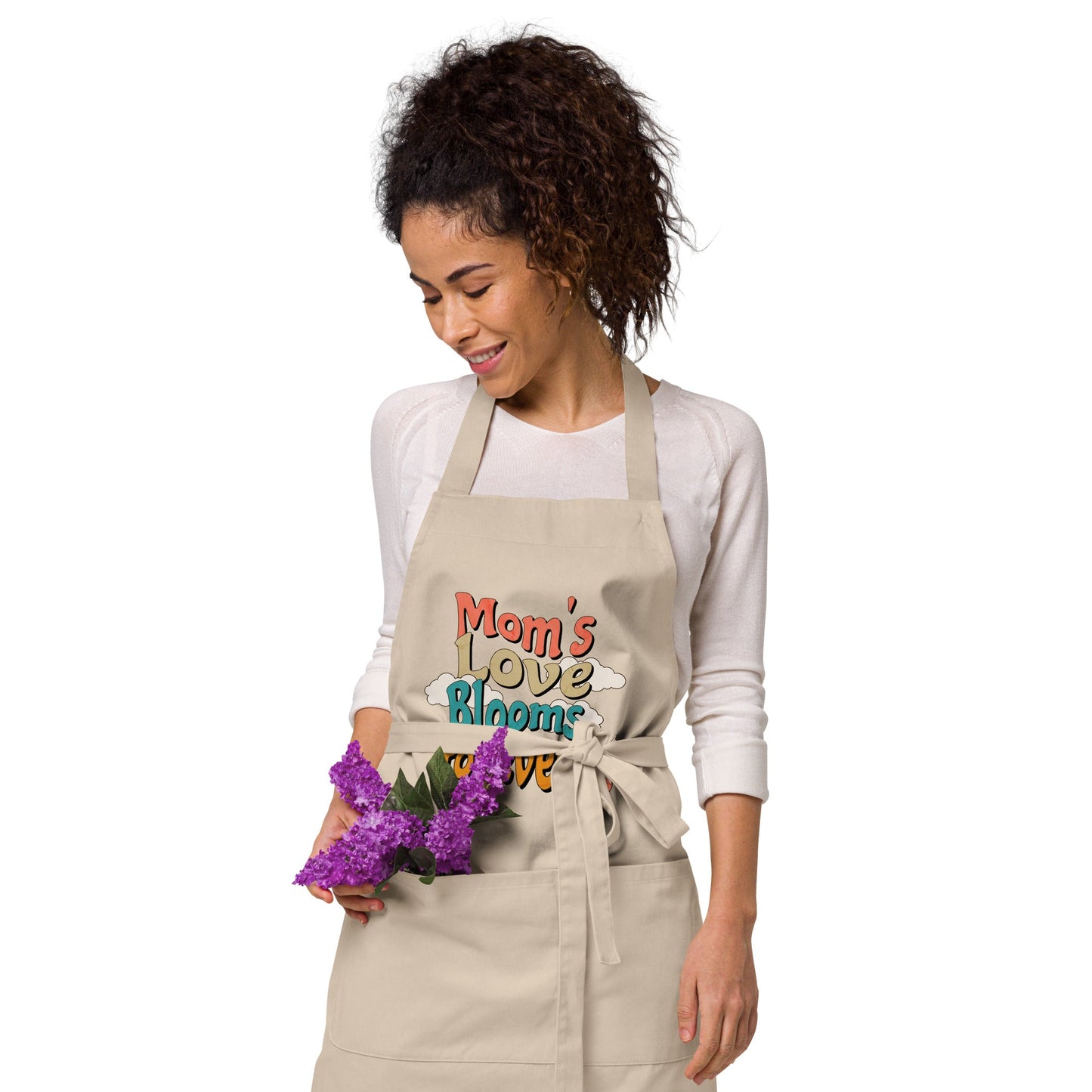 Mom's Love Blooms Forever Organic Cotton Apron--mysticalcherry