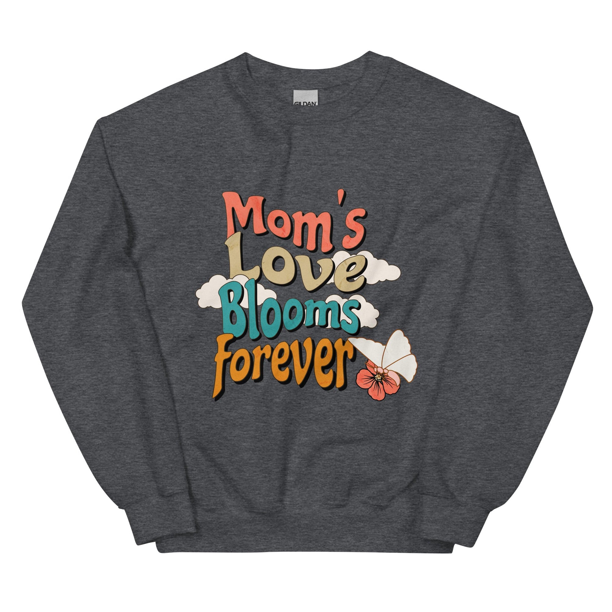 Mom's Love Blooms Forever Sweatshirt-Dark Heather-S-mysticalcherry