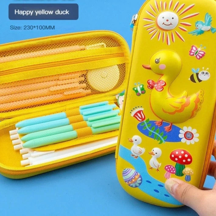 3D Kawaii School Pencil Cases-Pencil case-Happy yellow duck-mysticalcherry