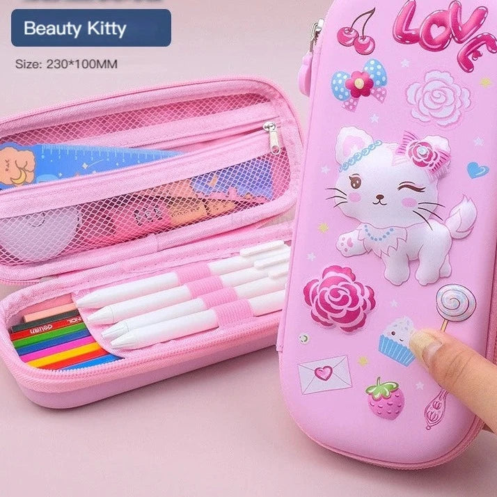 3D Kawaii School Pencil Cases-Pencil case-cute kitten-mysticalcherry