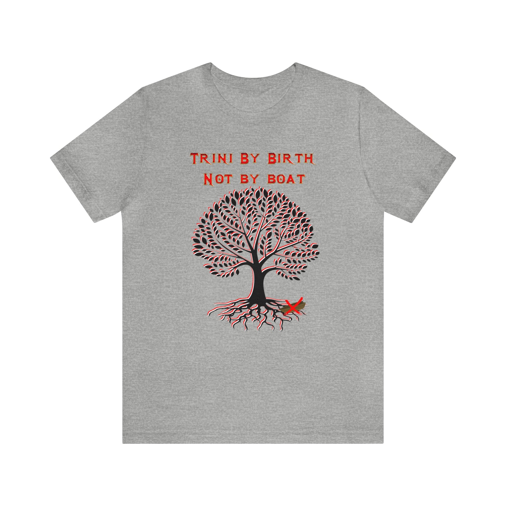 TRINI BY BIRTH NOT BY BOAT HERITAGE T-SHIRT-T-Shirt-Athletic Heather-S-mysticalcherry