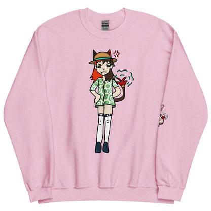 Jenny-Fur Wearable Art Sweatshirt By Synetta-crewneck-Light Pink-S-mysticalcherry
