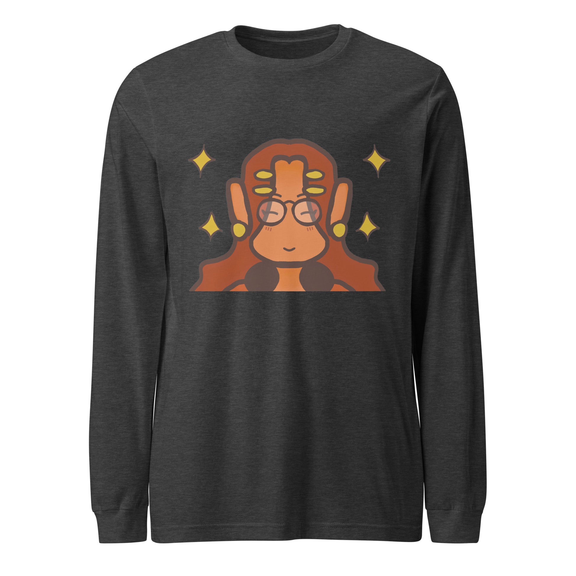 Chill And Cute Long Sleeve Tee-long sleeve shirt-Dark Grey Heather-XS-mysticalcherry
