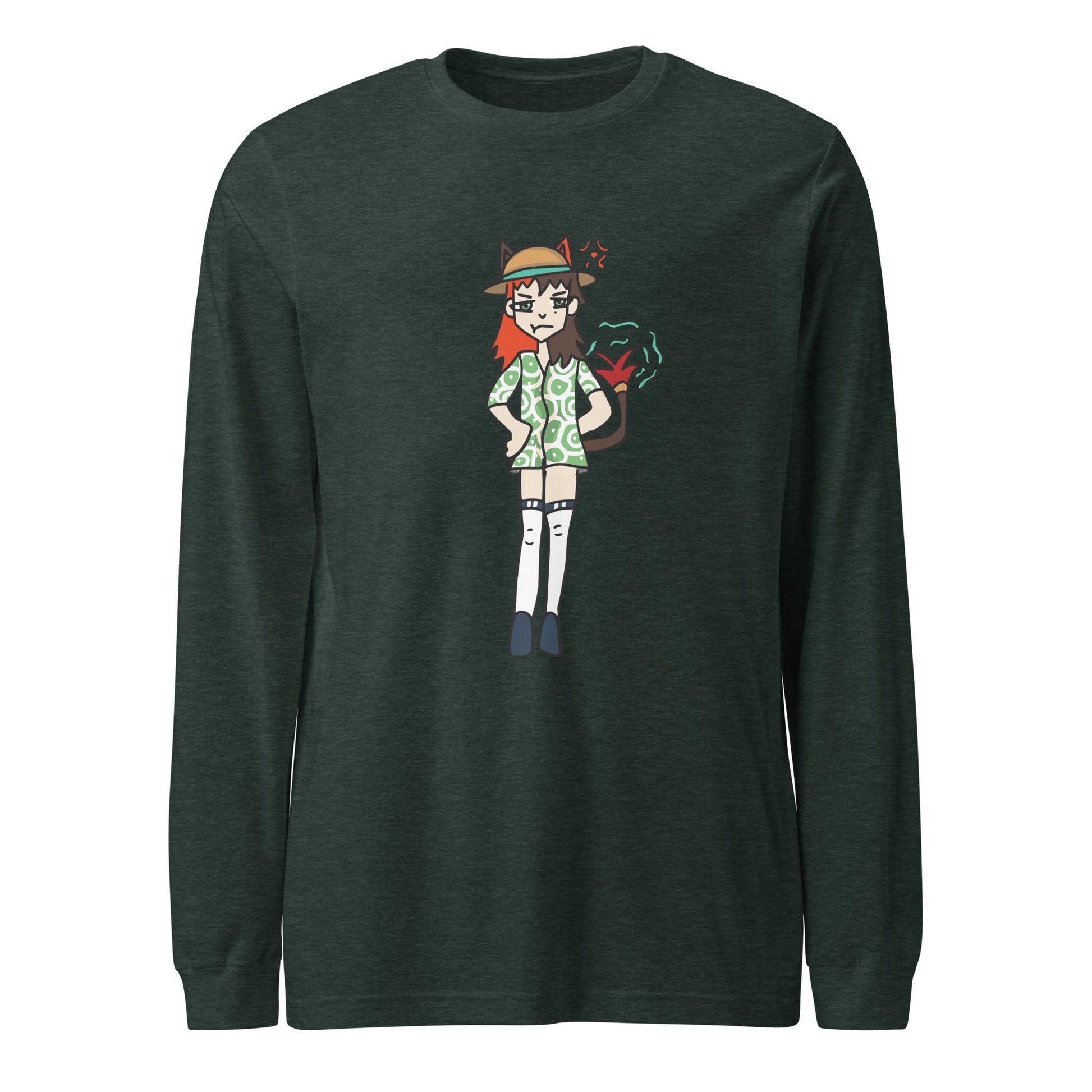 Jenny Fur Long Sleeve Tee-long sleeve shirt-Heather Forest-XS-mysticalcherry