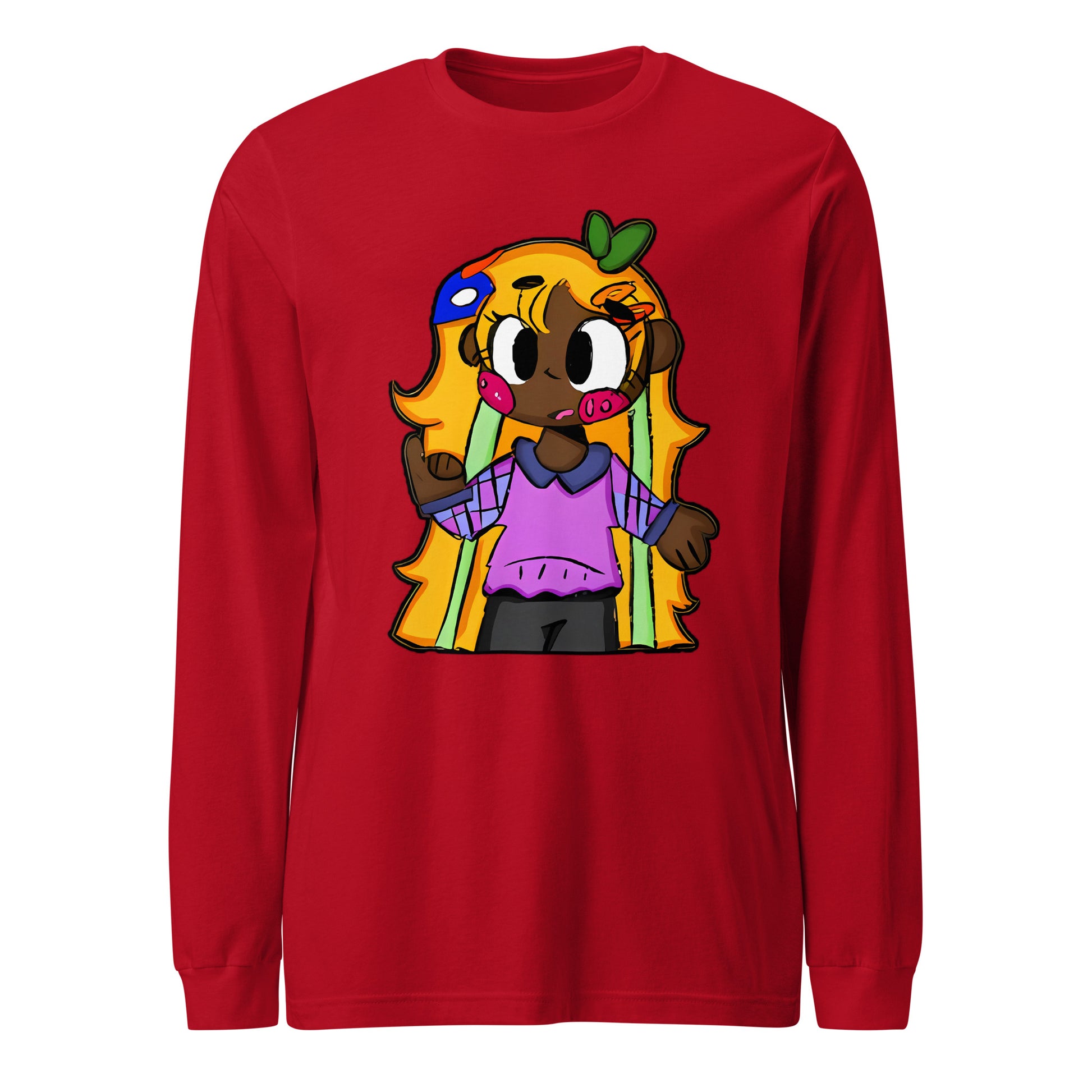 Chiisana Remon Character Long Sleeve Tee-long sleeve shirt-Red-XS-mysticalcherry