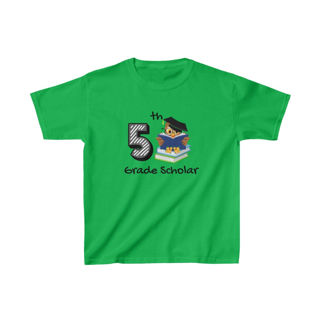 5th Grade Scholar Kids Cotton™ Tee-Kids clothes-XS-Irish Green-mysticalcherry