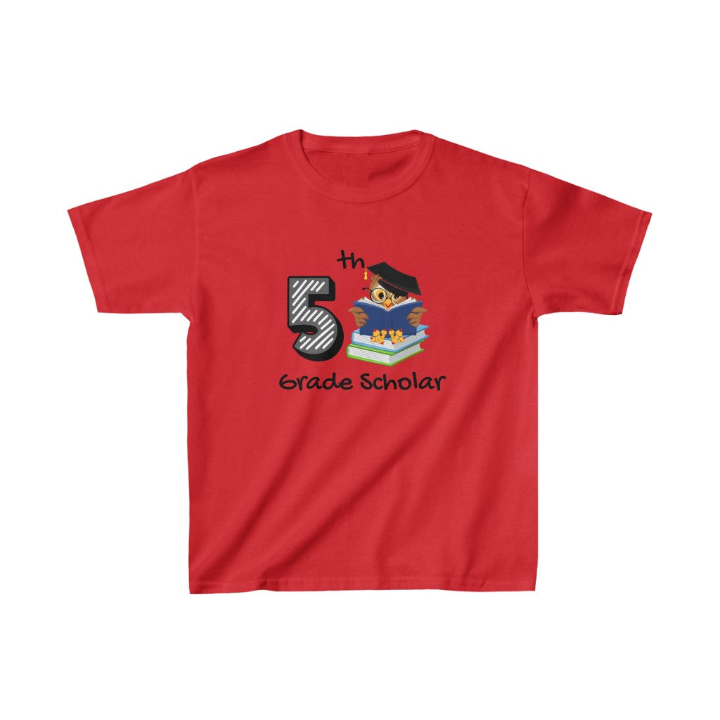 5th Grade Scholar Kids Cotton™ Tee-Kids clothes-XS-Red-mysticalcherry