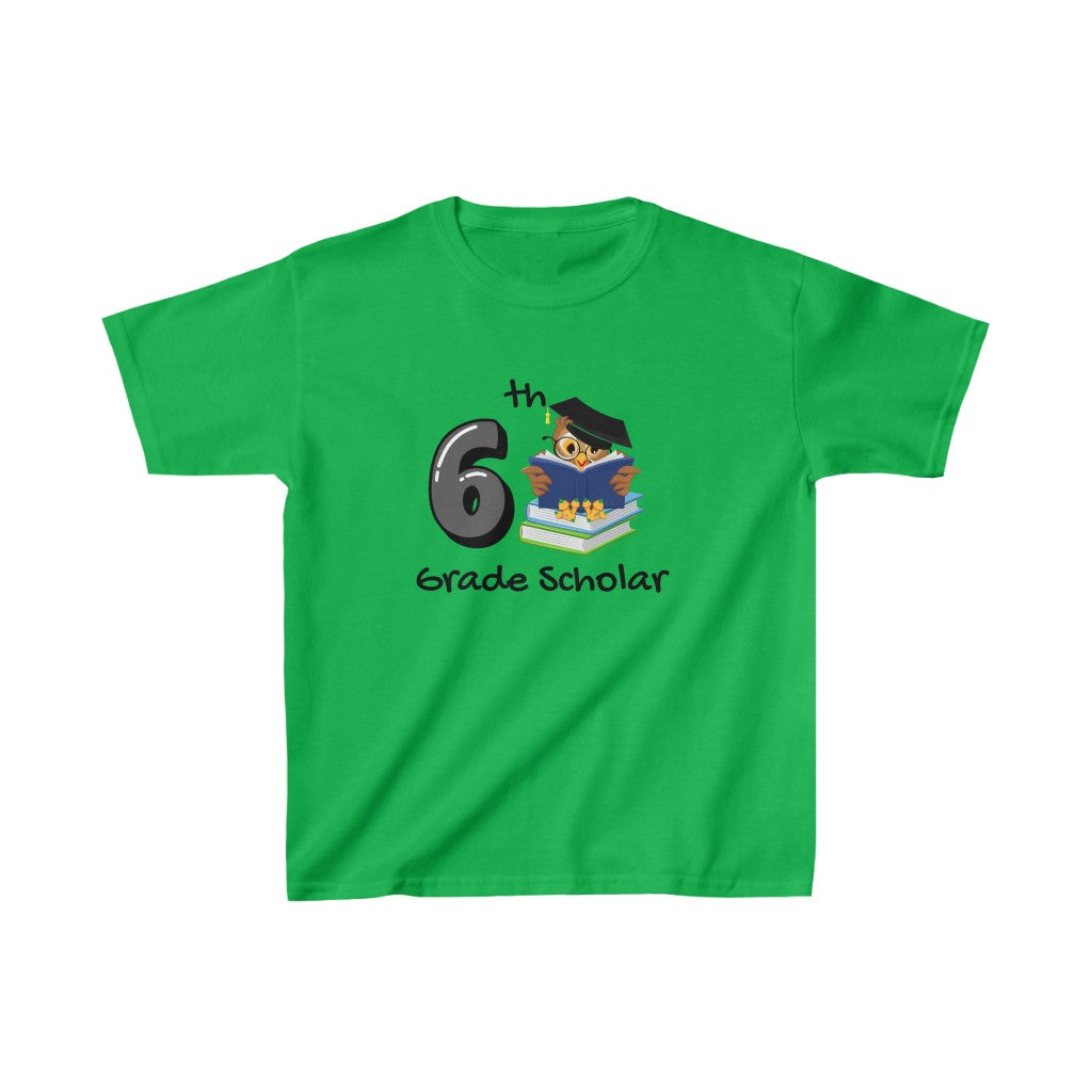 6th Grade Scholar Kids Cotton™ Tee-Kids clothes-XS-Irish Green-mysticalcherry