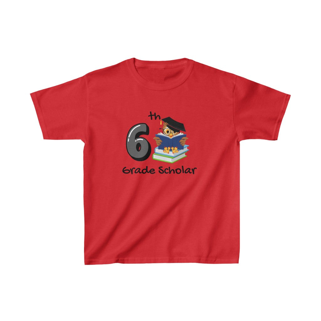 6th Grade Scholar Kids Cotton™ Tee-Kids clothes-XS-Red-mysticalcherry