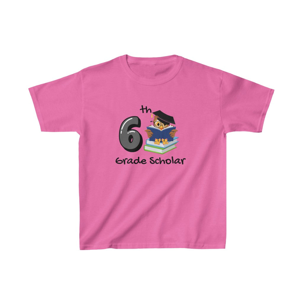 6th Grade Scholar Kids Cotton™ Tee-Kids clothes-XS-Azalea-mysticalcherry