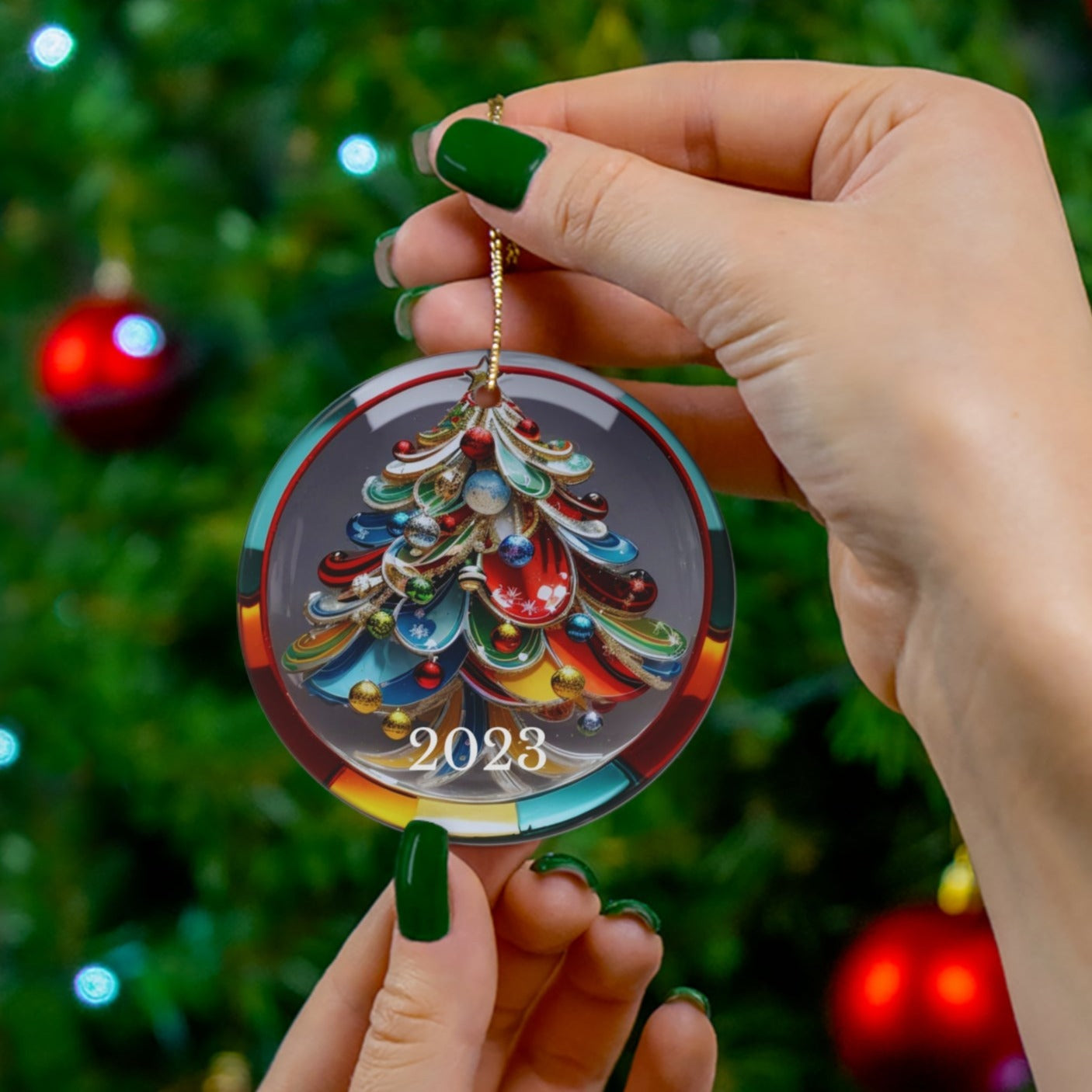 A Christmas Tree Ceramic Ornament-Home Decor-Circle-One Size-mysticalcherry