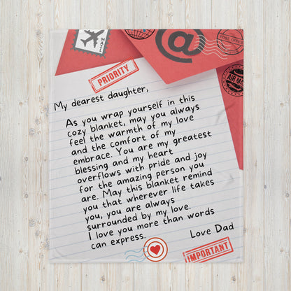 A Letter From The Heart: A Blanket of Love From Mom-Dad-THROW BLANKET-Small 50″×60″-My Love on a Blanket: A Letter from Dad to You-mysticalcherry