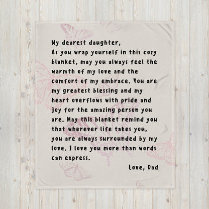A Letter From The Heart: A Blanket of Love From Mom-Dad-THROW BLANKET-Small 50″×60″-Wrapped in Love: For My Daughter Love Dad-mysticalcherry