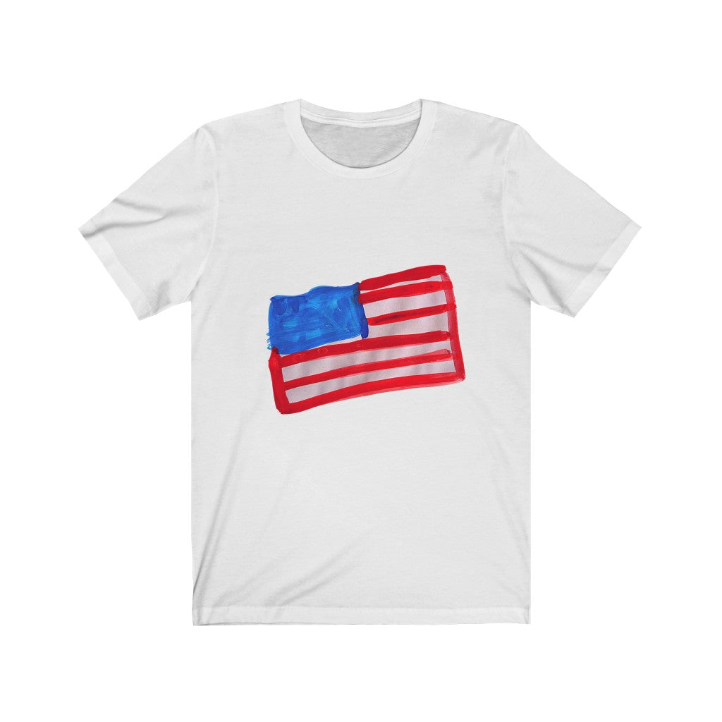 AMERICAN FLAG ART T-SHIRT-T-Shirt-White-S-mysticalcherry