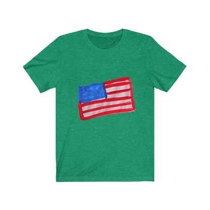 AMERICAN FLAG ART T-SHIRT-T-Shirt-Heather Kelly-S-mysticalcherry