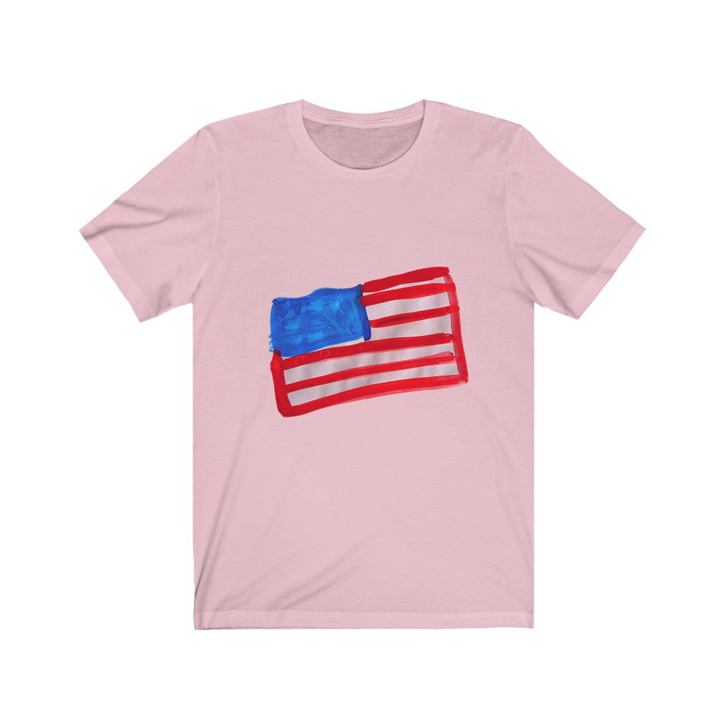 AMERICAN FLAG ART T-SHIRT-T-Shirt-Pink-S-mysticalcherry