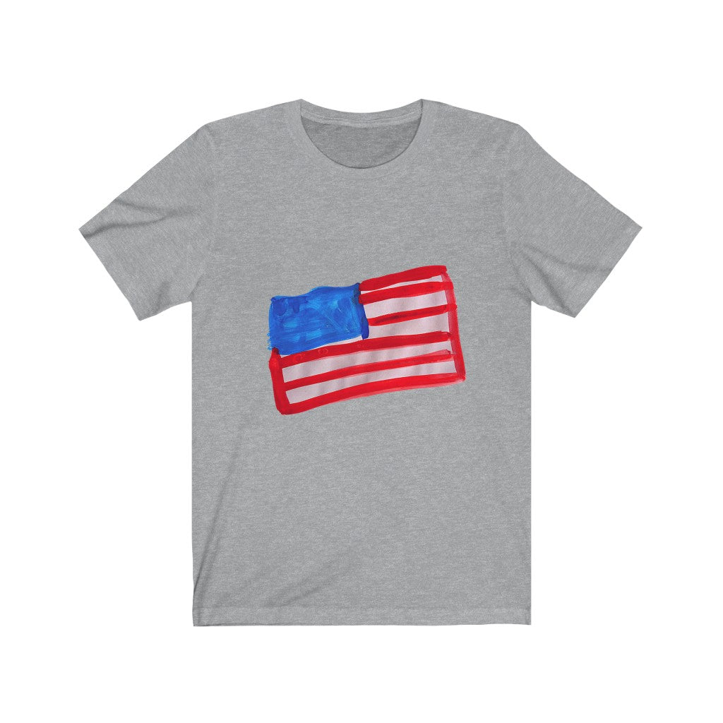 AMERICAN FLAG ART T-SHIRT-T-Shirt-Athletic Heather-S-mysticalcherry