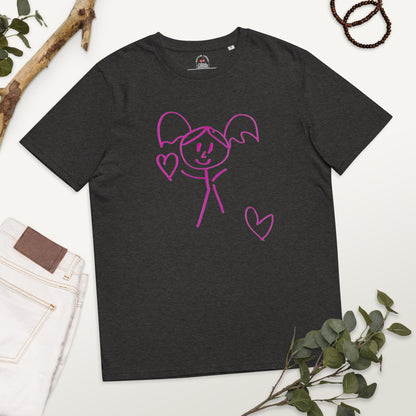 ARTISTIC LOVE GIRL ORGANIC WEARABLE T-SHIRT-Wearable art t-shirt-Dark Heather Grey-S-mysticalcherry