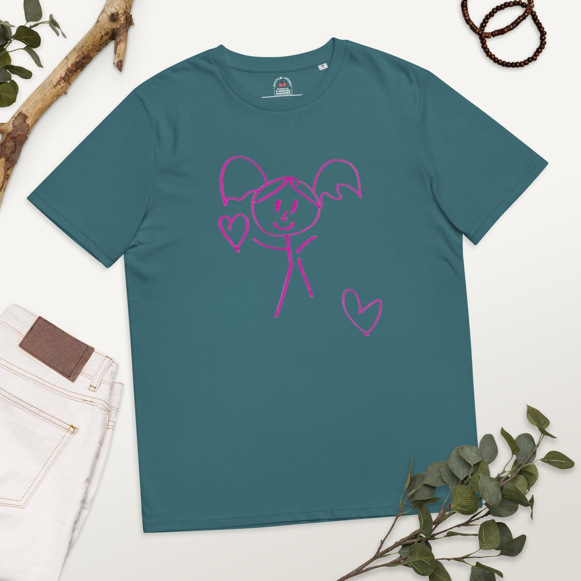 ARTISTIC LOVE GIRL ORGANIC WEARABLE T-SHIRT-Wearable art t-shirt-Stargazer-S-mysticalcherry