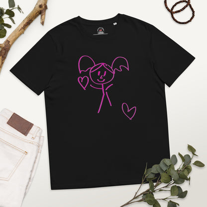 ARTISTIC LOVE GIRL ORGANIC WEARABLE T-SHIRT-Wearable art t-shirt-Black-S-mysticalcherry