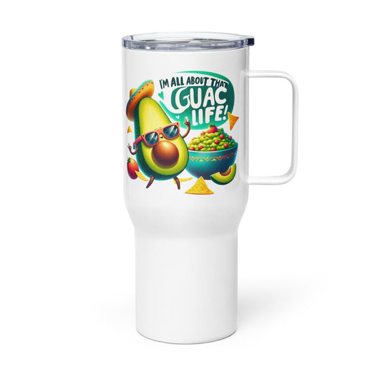 All About That Guac Life! Travel Tumbler Mug II-tumbler with handle-mysticalcherry