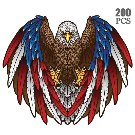 American Flag Eagle Wooden Jigsaw Puzzle-puzzle-Flag Egale 1 A-4 Mesh bag - No box-mysticalcherry