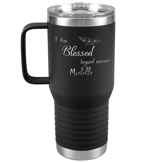Blessed Beyond Measure Personalized Tumbler-tumbler with handle-Black-mysticalcherry