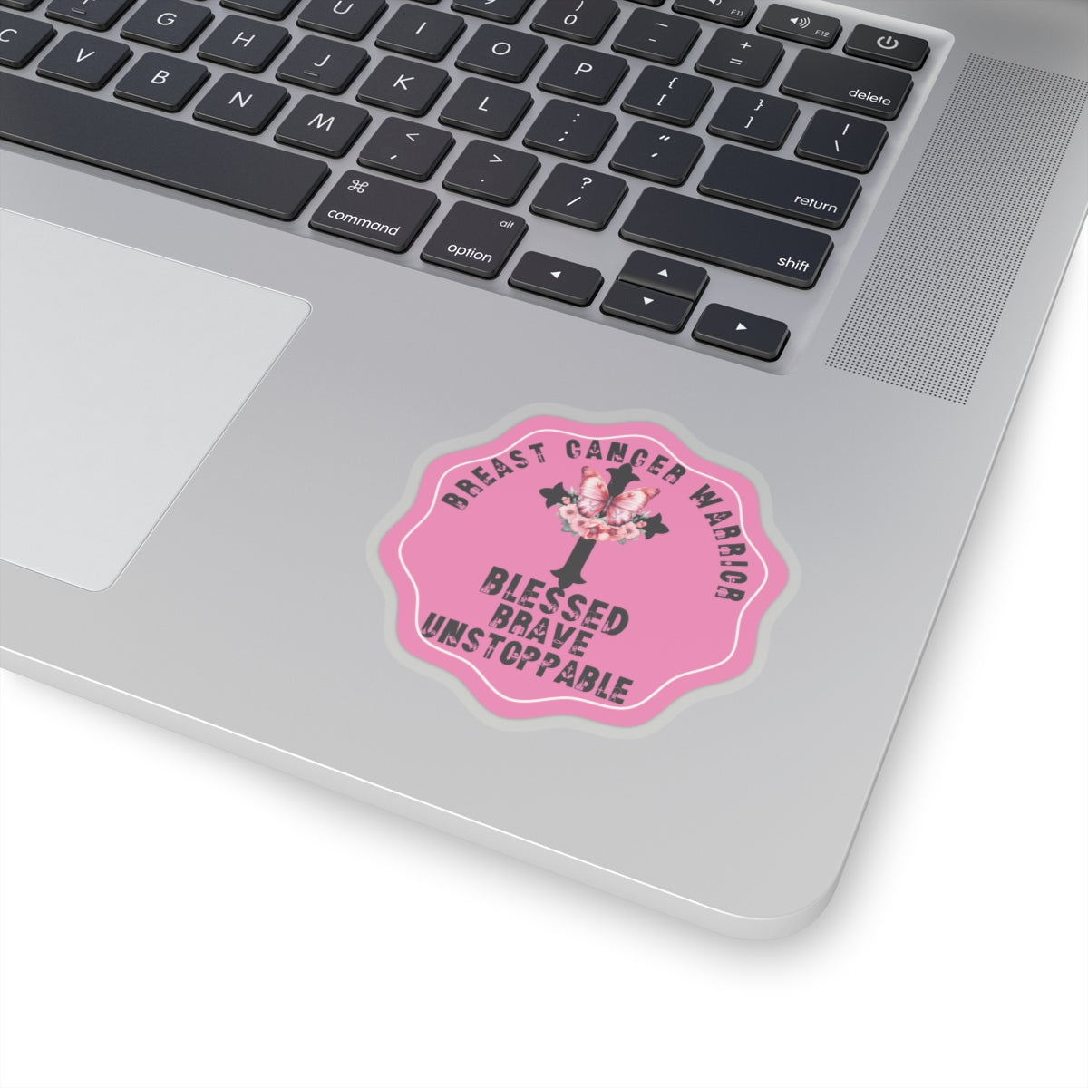 Blessed Breast Cancer Warrior Motivational Quote Kiss-Cut Stickers-Paper products-mysticalcherry