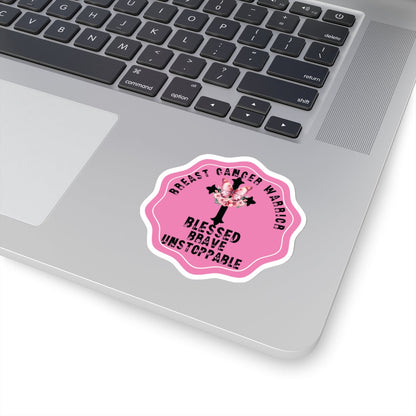 Blessed Breast Cancer Warrior Motivational Quote Kiss-Cut Stickers-Paper products-mysticalcherry