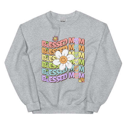 Blessed MOM Daisy Garden Sweatshirt-sweatshirt-Sport Grey-S-mysticalcherry
