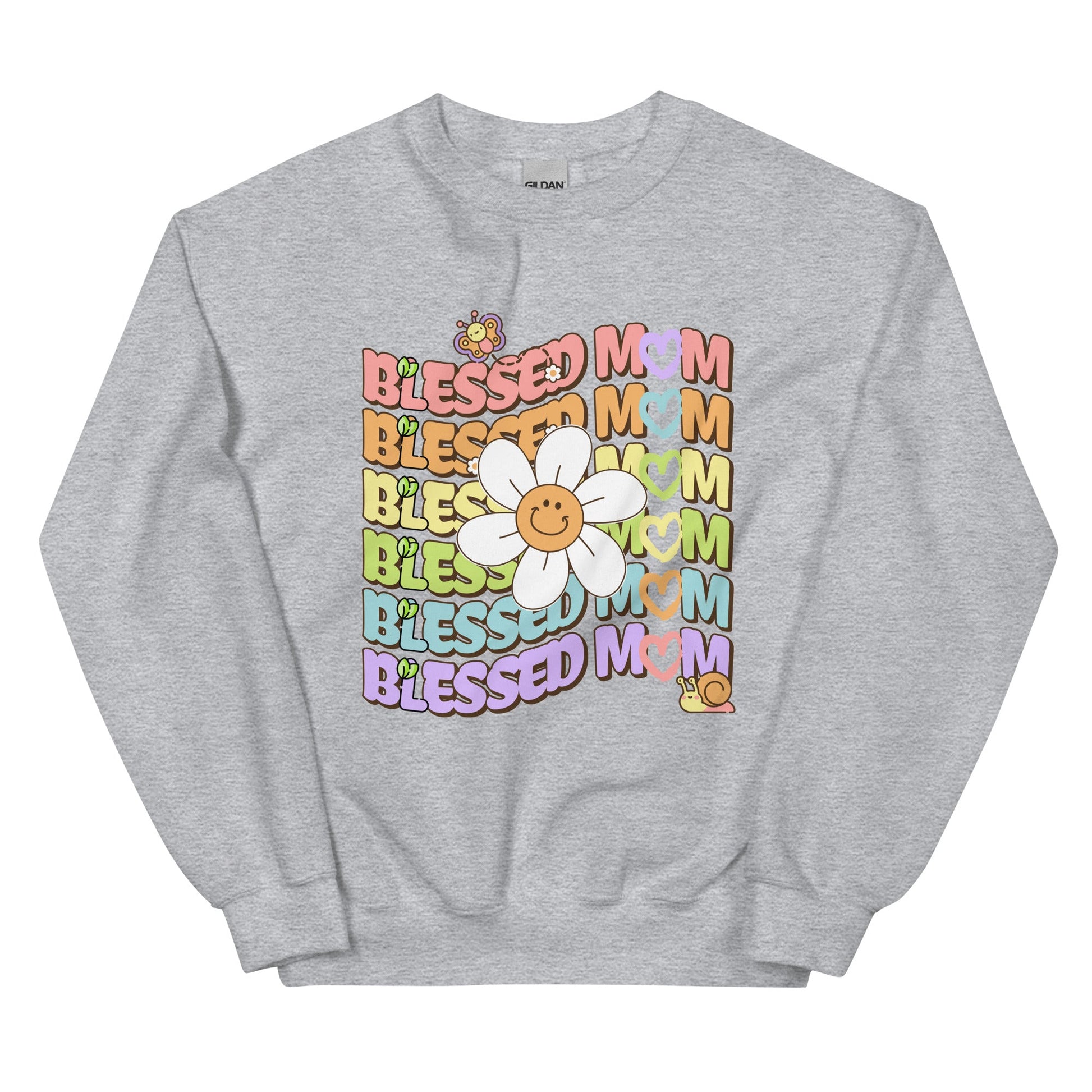 Blessed MOM Daisy Garden Crewneck Sweatshirt-sweatshirt-Sport Grey-S-mysticalcherry
