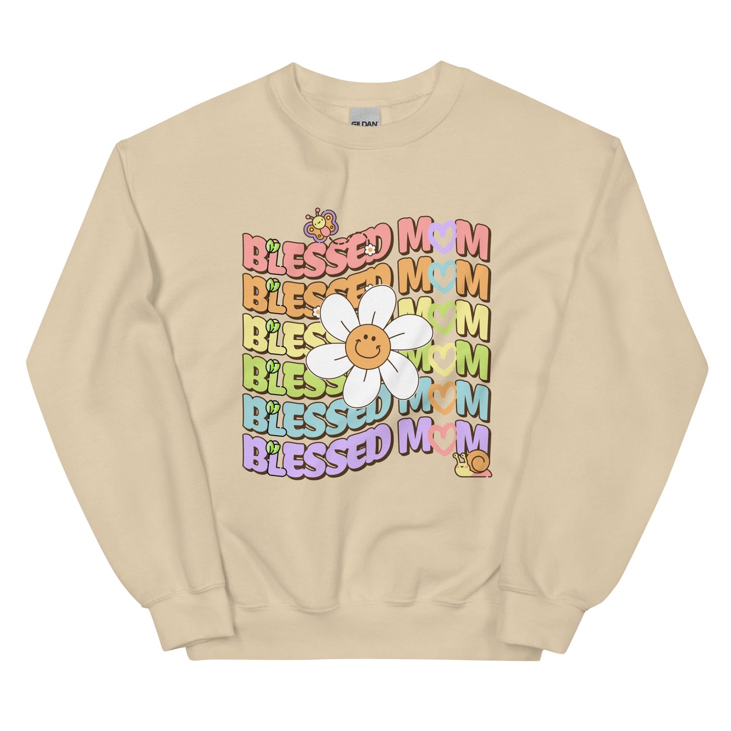 Blessed MOM Daisy Garden Sweatshirt-sweatshirt-Sand-S-mysticalcherry