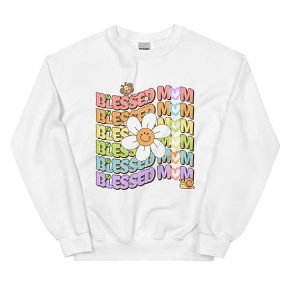 Blessed MOM Daisy Garden Crewneck Sweatshirt-sweatshirt-White-S-mysticalcherry