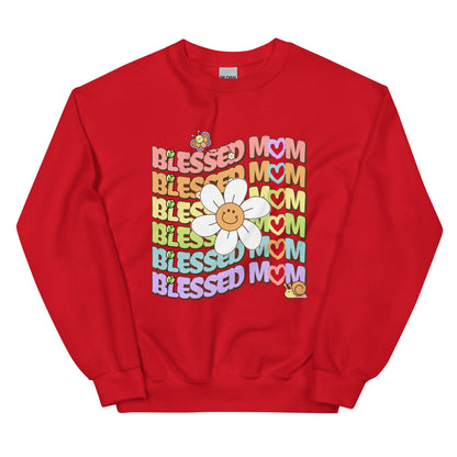 Blessed MOM Daisy Garden Sweatshirt-sweatshirt-Red-S-mysticalcherry