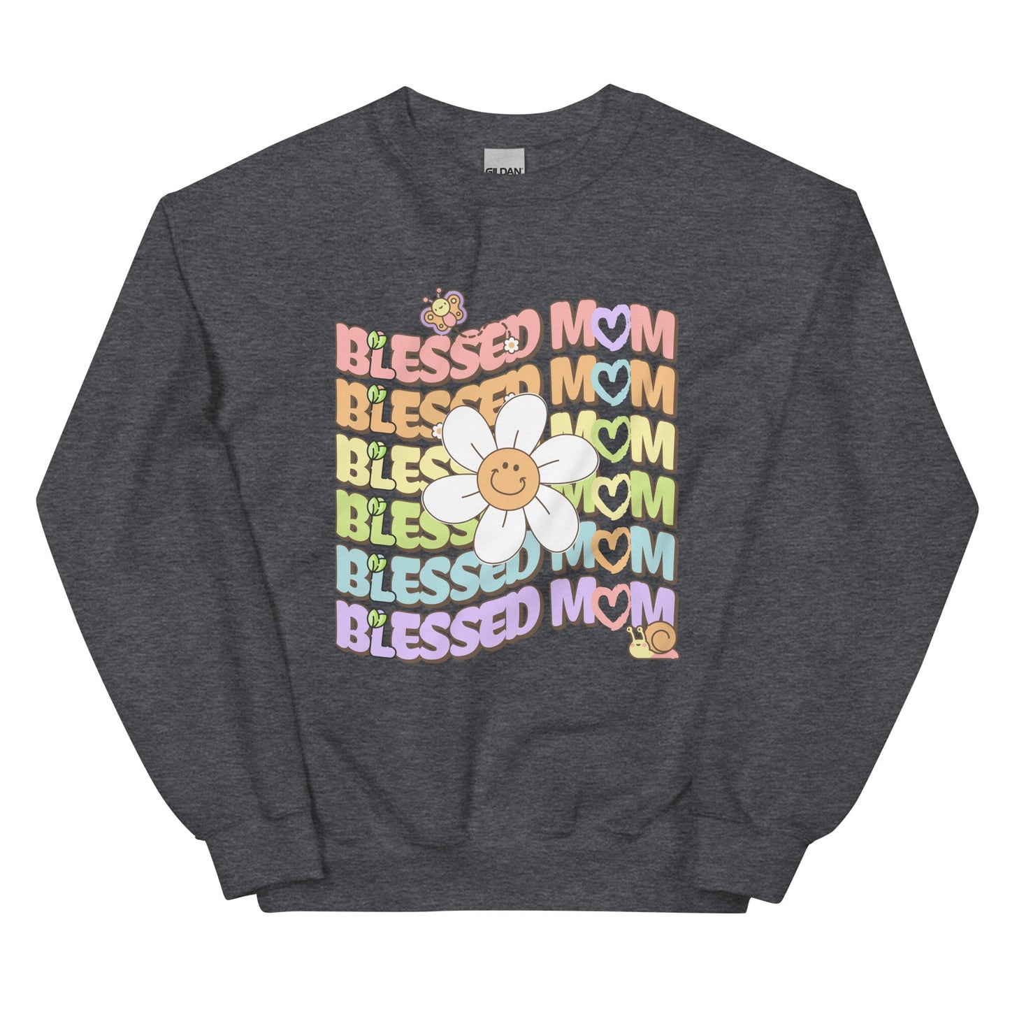 Blessed MOM Daisy Garden Sweatshirt-sweatshirt-Dark Heather-S-mysticalcherry