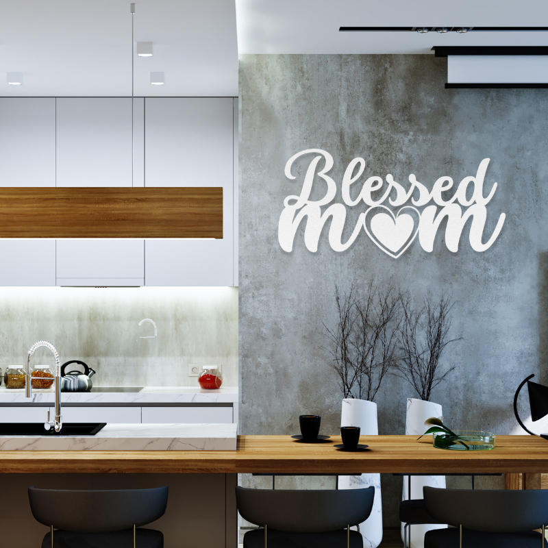 Blessed MOM Metal Wall Sign-Wall Art-White-12 Inch-mysticalcherry