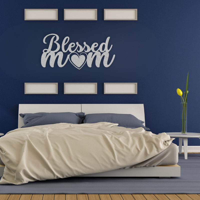 Blessed MOM Metal Wall Sign-Wall Art-Silver-12 Inch-mysticalcherry