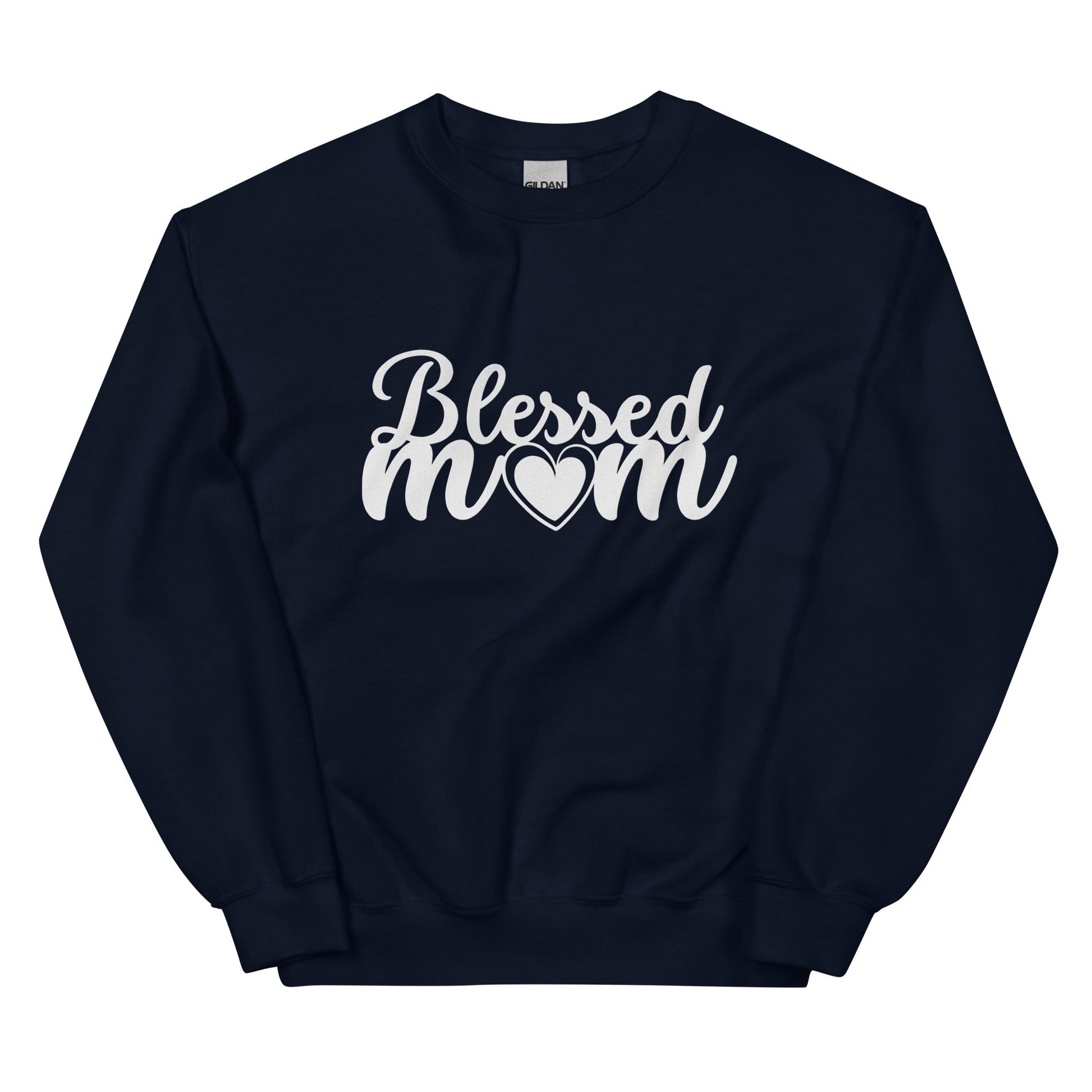 Blessed Mom Heart Sweatshirt-Navy-S-mysticalcherry
