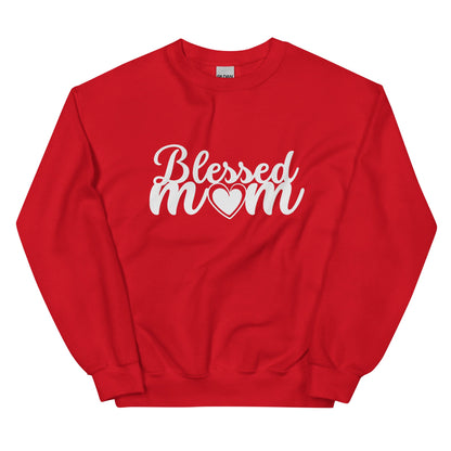 Blessed Mom Heart Sweatshirt-Red-S-mysticalcherry