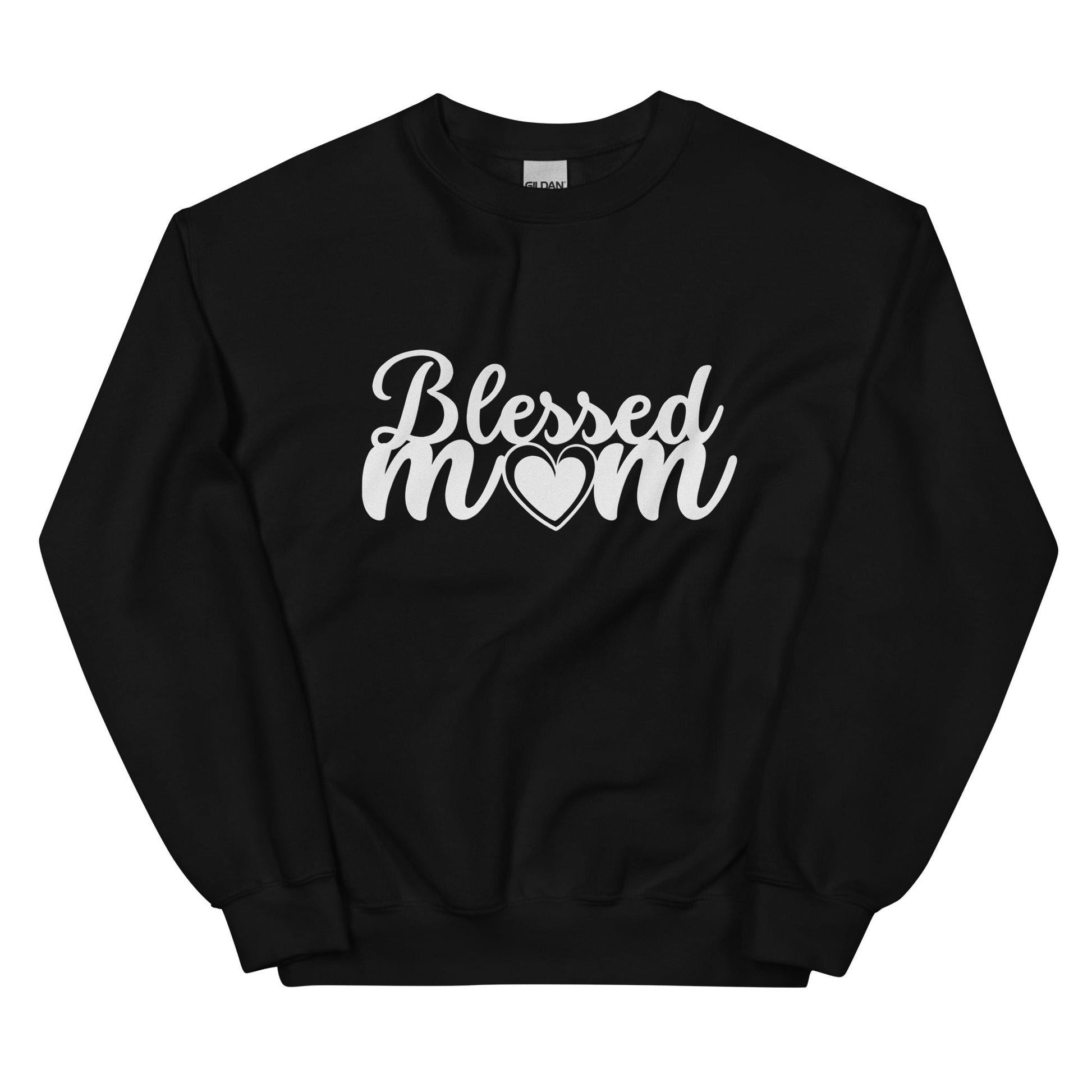 Blessed Mom Heart Sweatshirt-Black-S-mysticalcherry