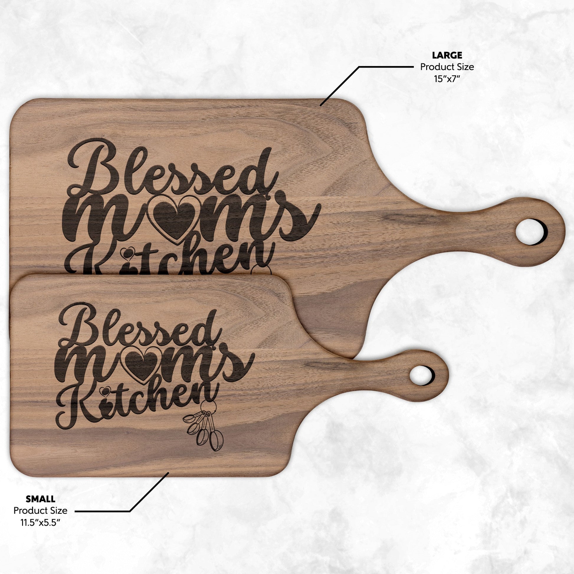 Blessed Mom's Kitchen Hardwood Cutting Board-Kitchenware-Small-Walnut-mysticalcherry
