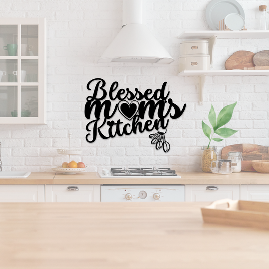 Blessed Mom's Kitchen Metal Wall Sign-Wall Art-mysticalcherry