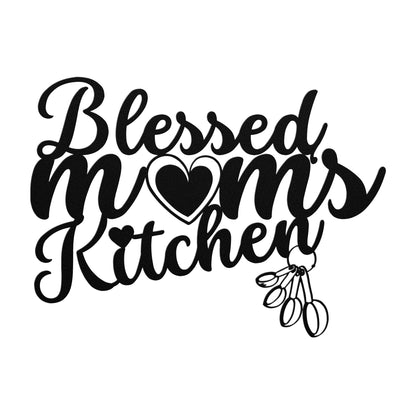 Blessed Mom's Kitchen Metal Wall Sign-Wall Art-Black-12 Inch-mysticalcherry
