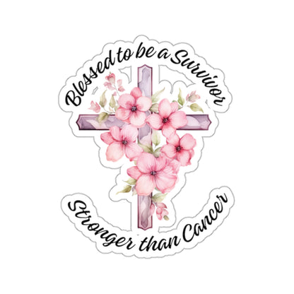 Blessed to Be A Survivor...Inspirational Quote Kiss-Cut Stickers-Paper products-2" × 2"-White-mysticalcherry