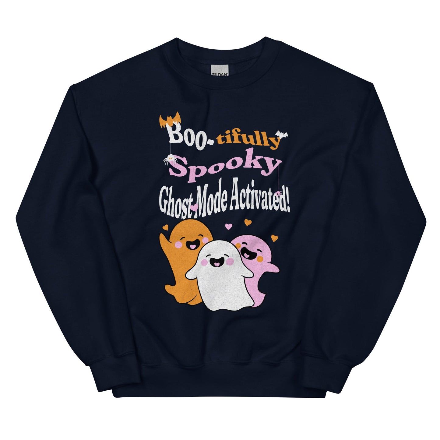 Boo-tifully Spooky: Ghost Mode Activated Sweatshirt-sweatshirt-Navy-S-mysticalcherry