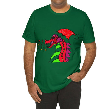 Candy Cane Blaze, the Festive Dragon Tee-T-Shirt-mysticalcherry