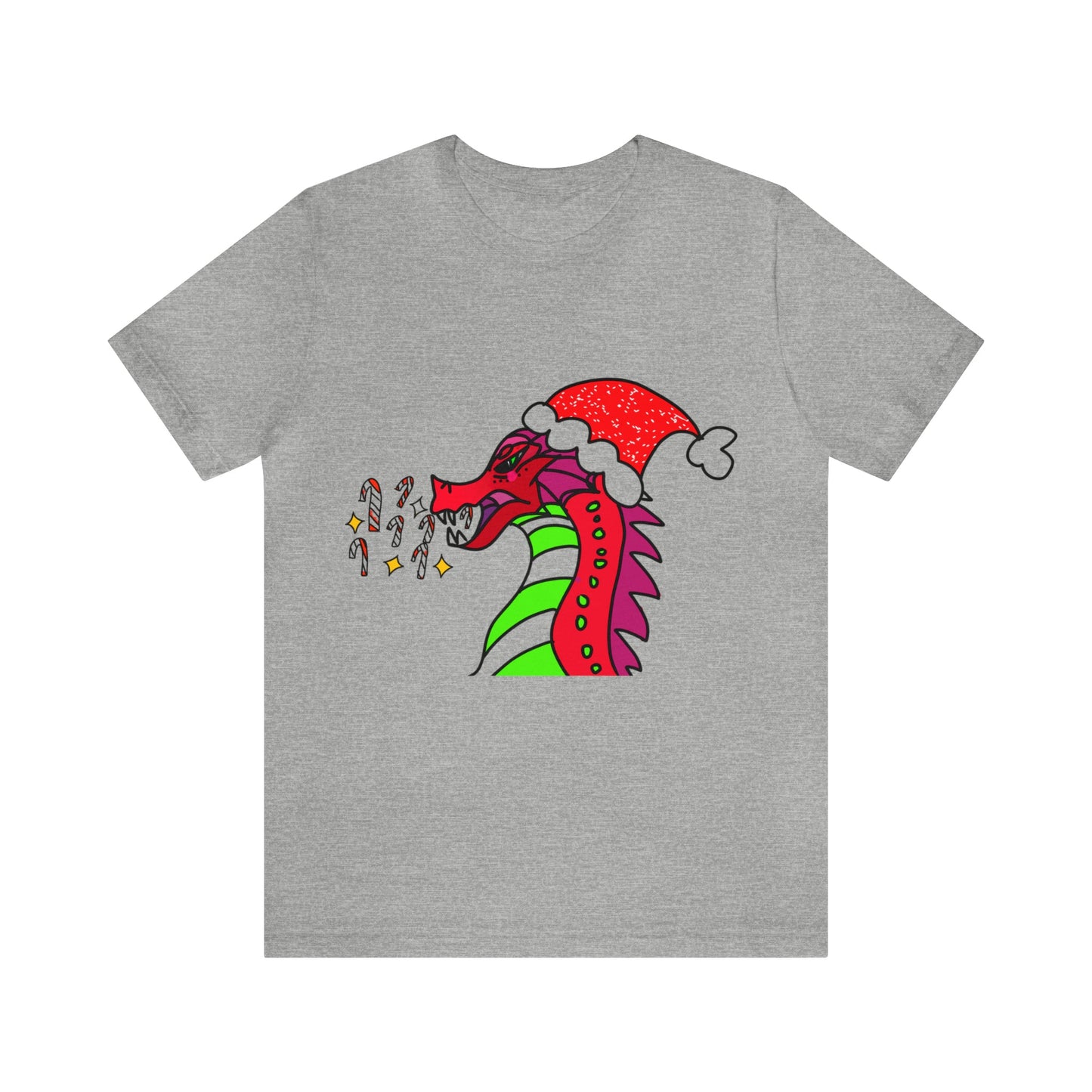 Candy Cane Blaze, the Festive Dragon Tee-T-Shirt-Athletic Heather-S-mysticalcherry