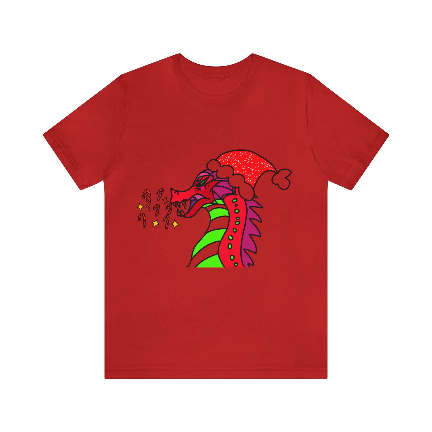 Candy Cane Blaze, the Festive Dragon Tee-T-Shirt-Red-S-mysticalcherry